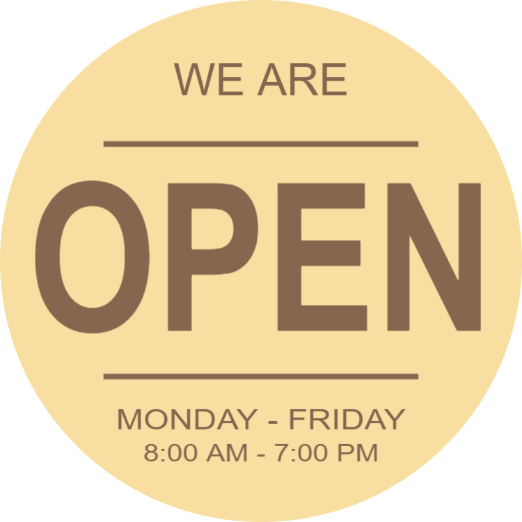 Round wooden opening hours sign
