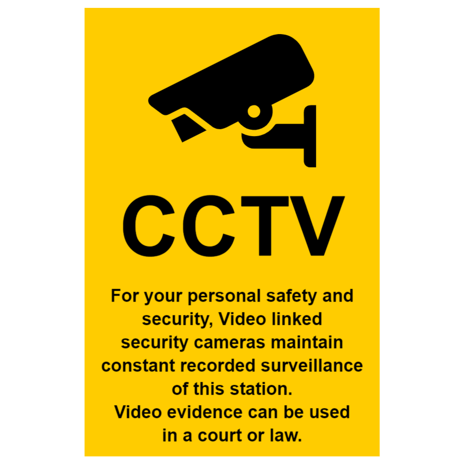 CCTV sign with text