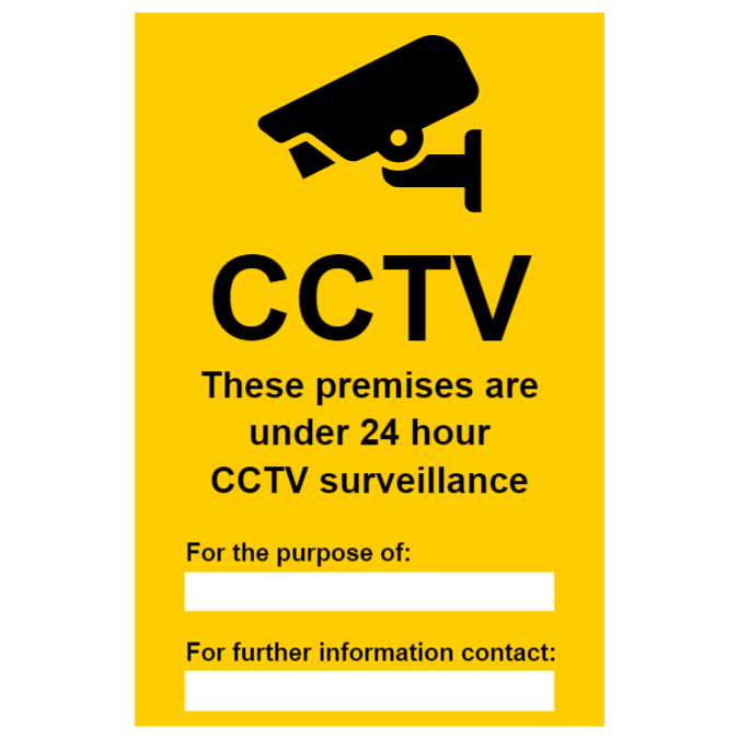CCTV sign with two empty text boxes