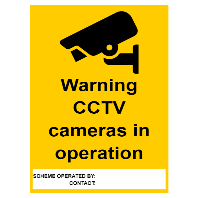 CCTV sign with empty text box