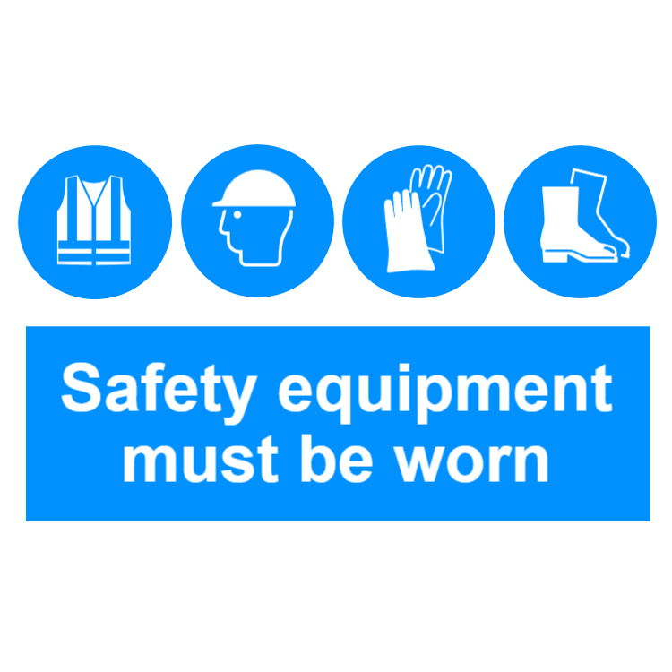 Safety equipment must be worn sign