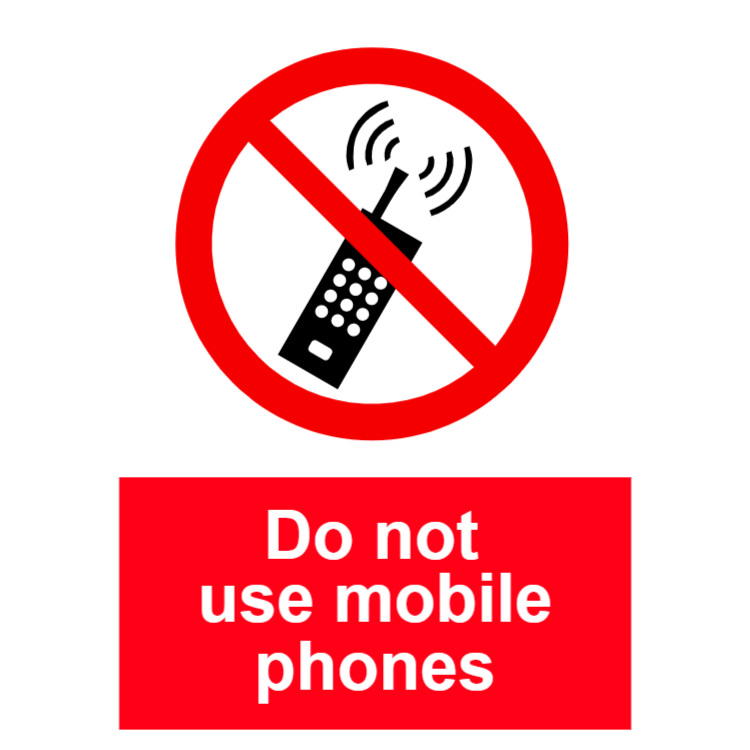 Do not use mobile phones sign