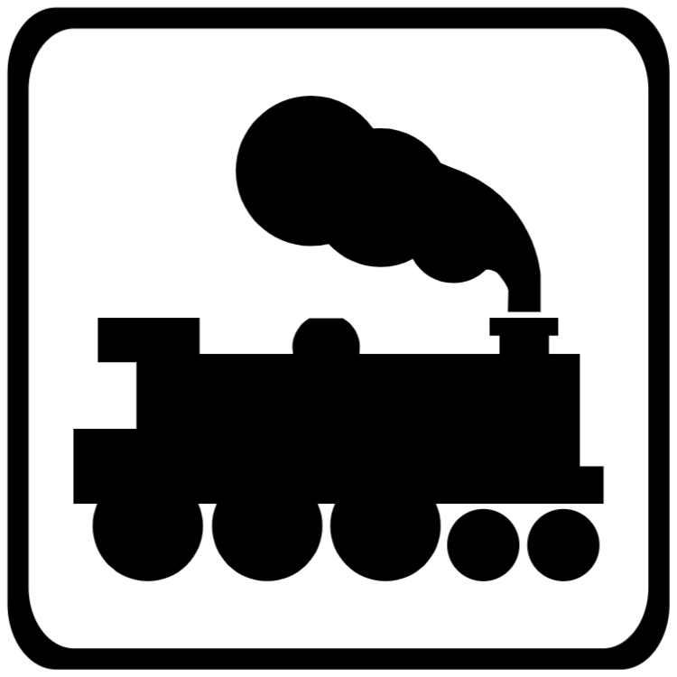 Open railway level crossing without light signals sign
