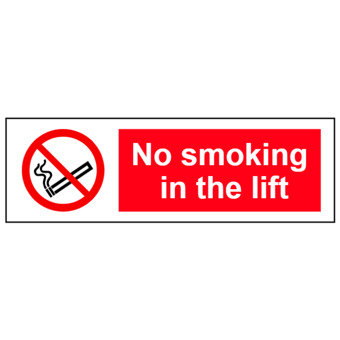 No smoking in the lift sign