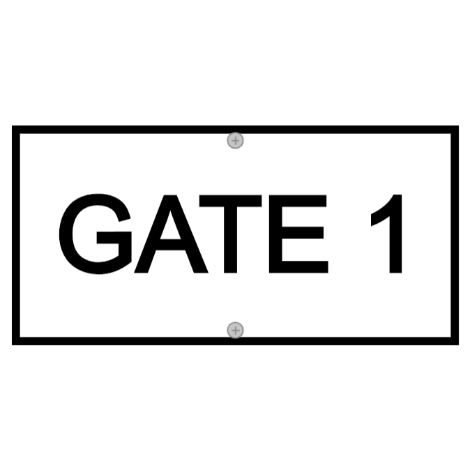 Gate 1 sign