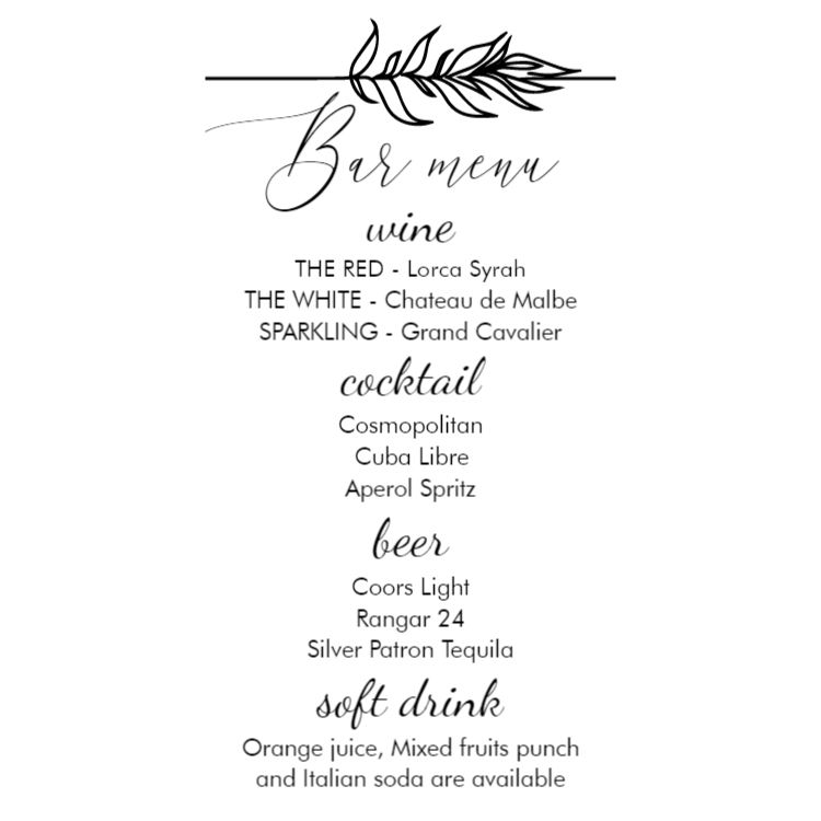 Bar menu