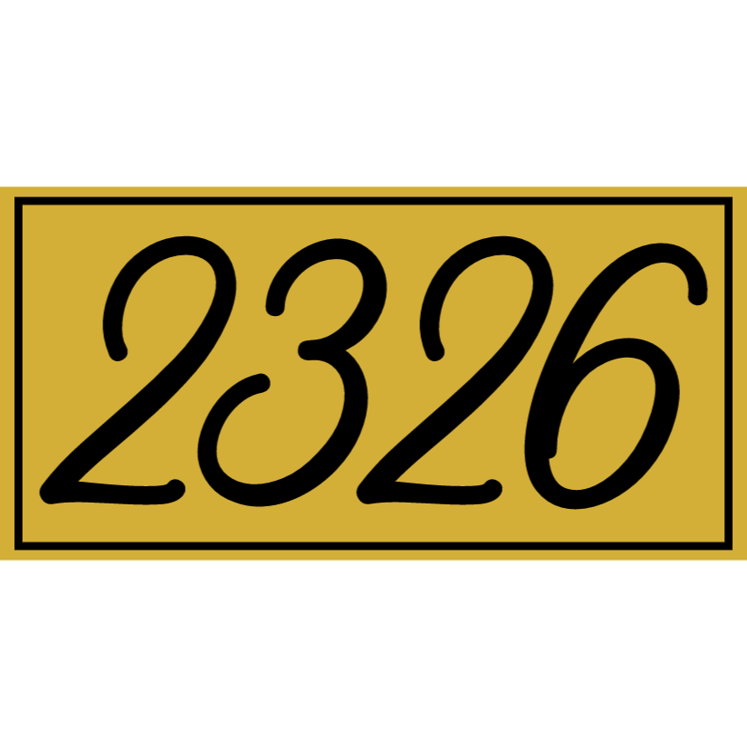 Gold house number sign