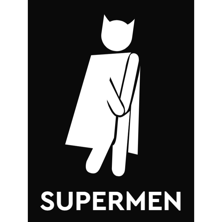Supermen toilet sign