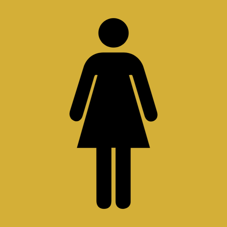 Gold toilet sign - women