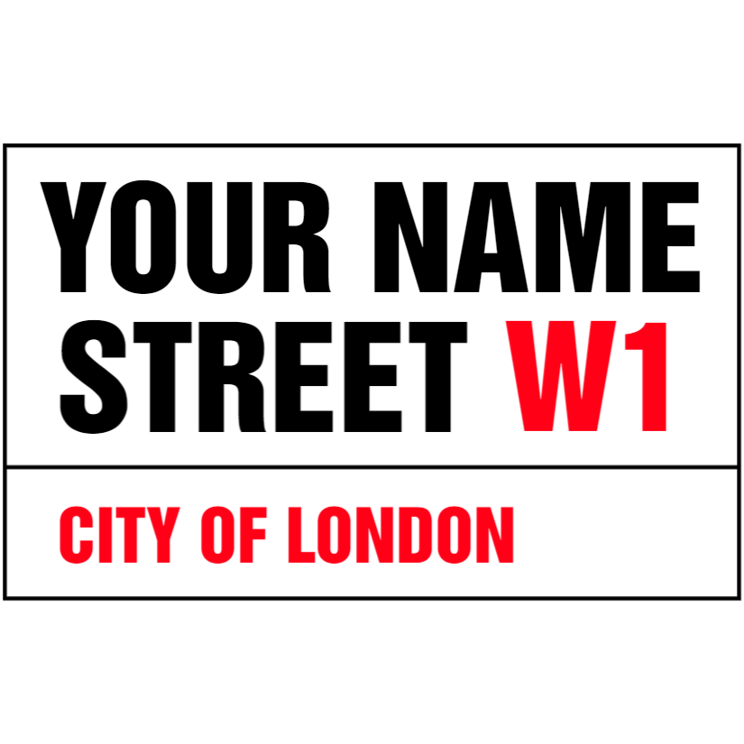 White custom street name sign