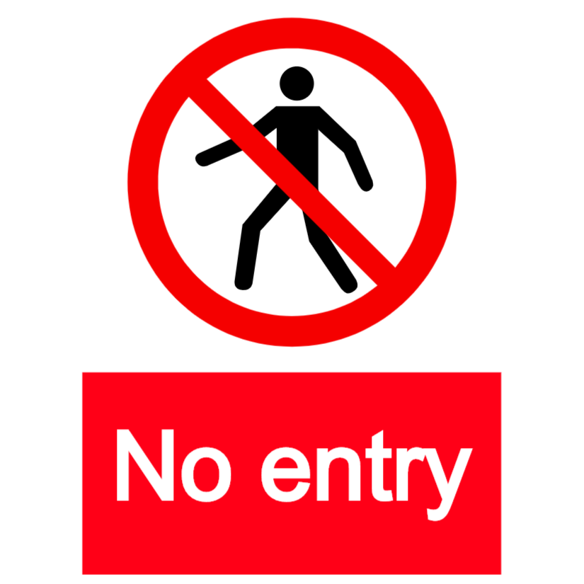 No entry with man sign