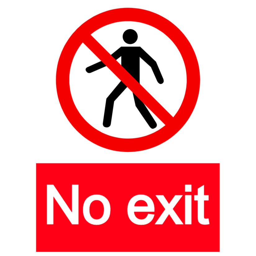 No exit with man sign