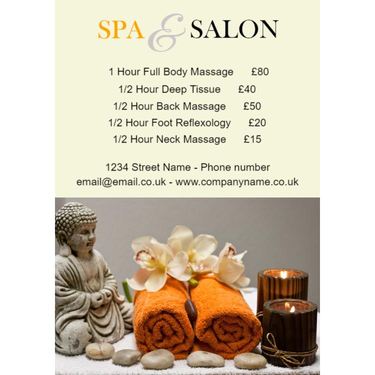 Spa and salon service sign