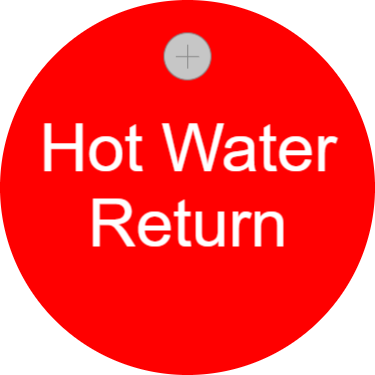 Hot water return - round plastic tag