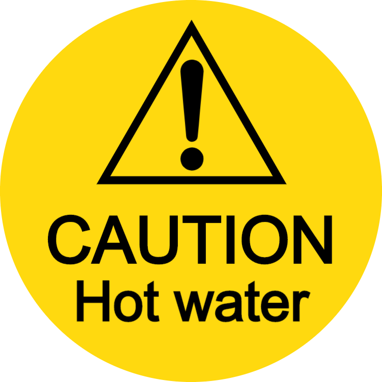 All Materials 100x100mm Sticker Caution Very Hot Water Plastic Sign 