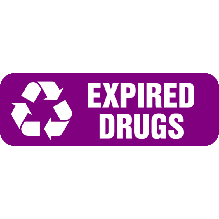 Purple expired drugs landscape sticker