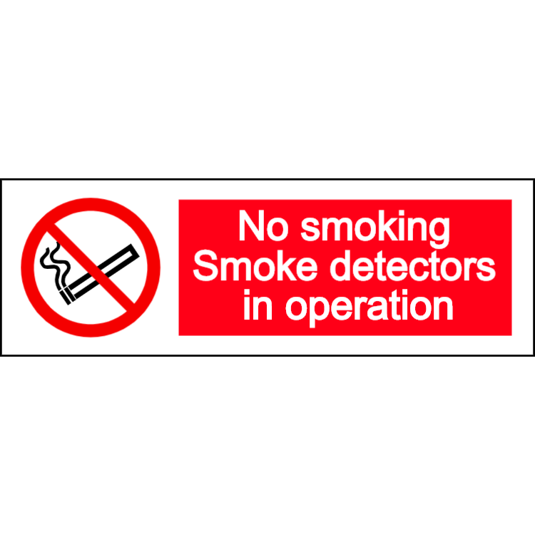 No smoking - smoke detectors in operation - landscape sign