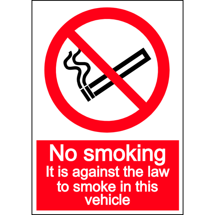 No smoking in vehicle - portrait sign