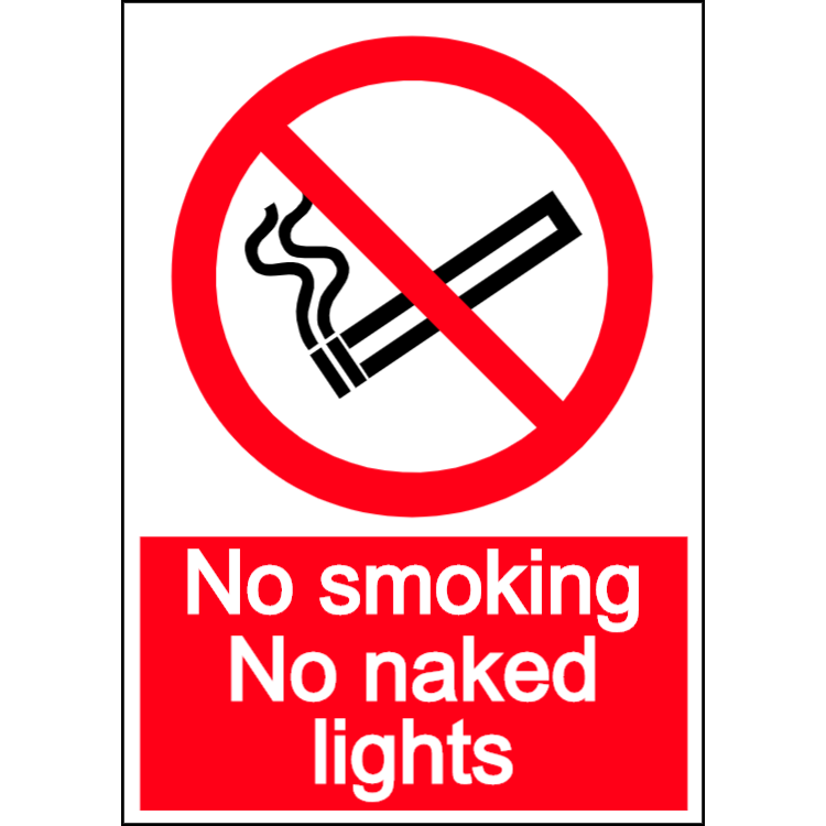 No smoking, no naked lights - portrait sign