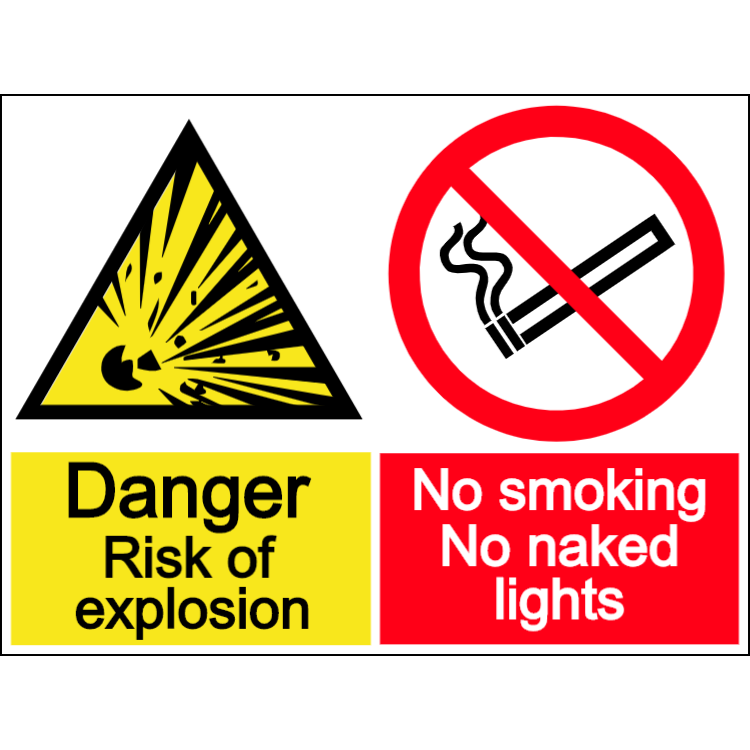 No smoking - risk of explosion - landscape sign