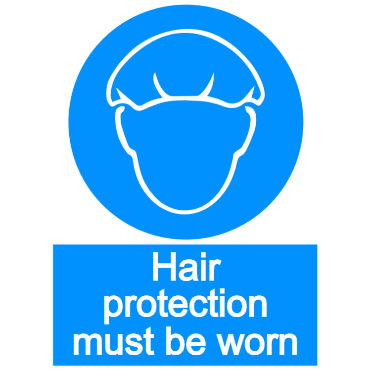Hair protection must be worn - portrait sign