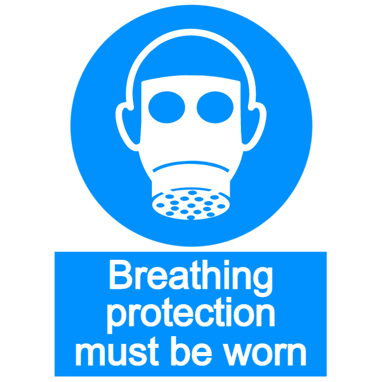 Breathing protection must be worn - portrait sign