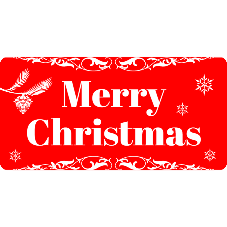 Merry Christmas - red plastic landscape sign