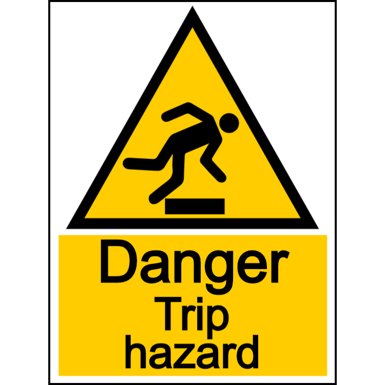 Danger trip hazard - portrait sign