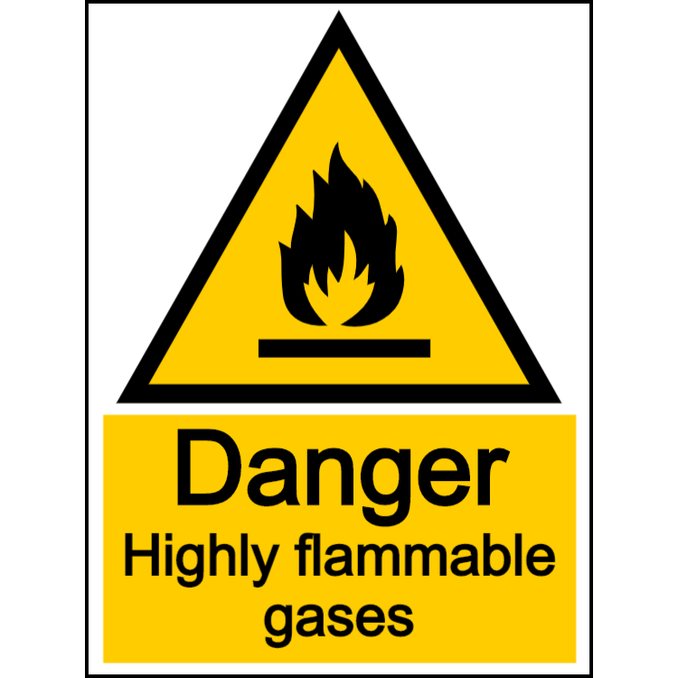 Danger highly flammable gases - portrait sign