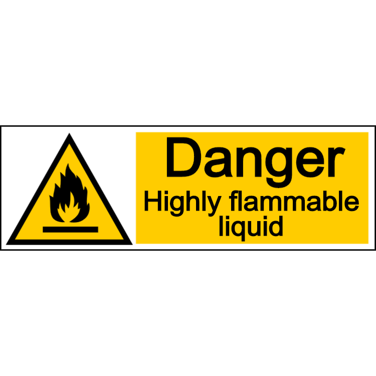 Danger highly flammable liquid - landscape sign