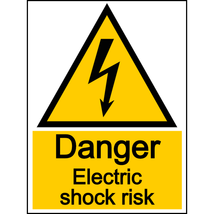 Danger electric shock risk - portrait sign