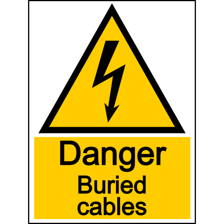 Danger buried cables - portrait sign