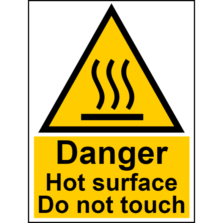 Danger hot surface do not touch - portrait sign