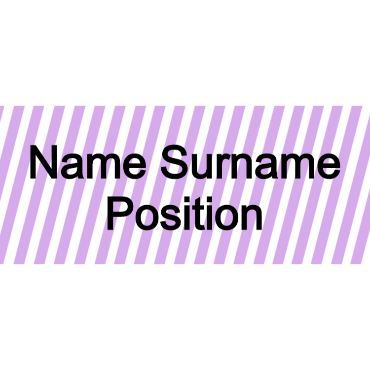 Name tag with violet stripes