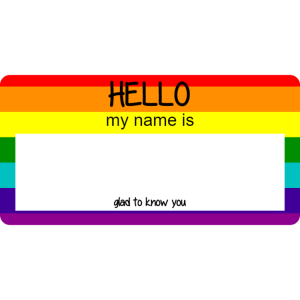 Hello my name is - rainbow name tag