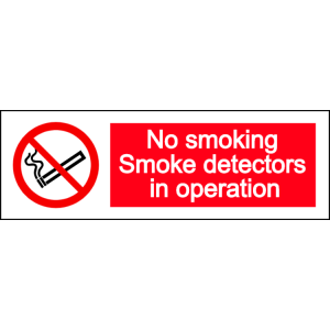 No smoking - smoke detectors in operation - landscape sign