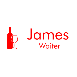White and red name tag for waiter