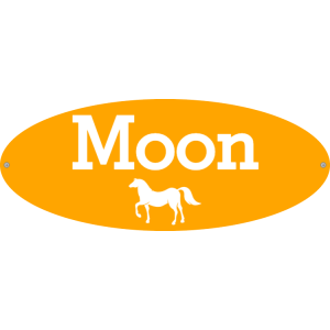 Orange horse name sign