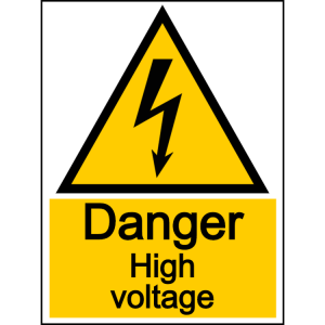 Danger high voltage - portrait sign