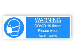 Warning - Covid-19 threat, please wear face masks - landscape sticker