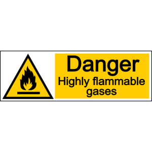 Danger highly flammable gases - landscape sign