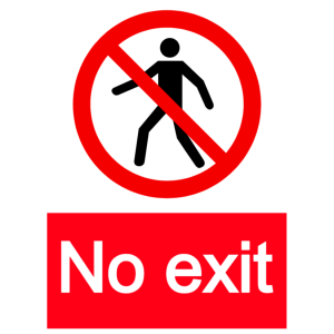 No exit with man sign