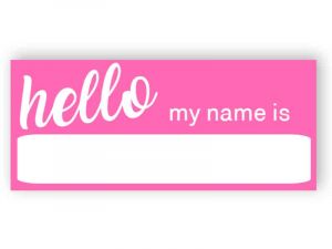 Pink name badge