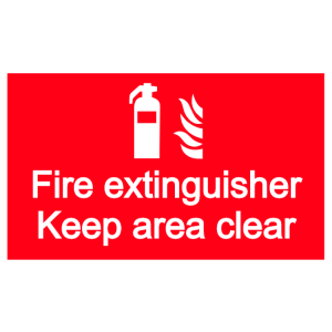 Fire extinguisher keep area clear sign