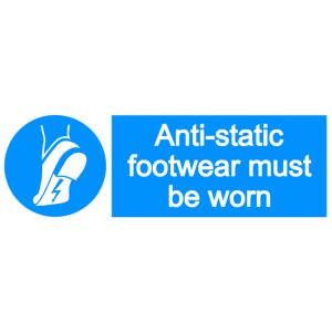 Anti-static footwear must be worn - landscape sign