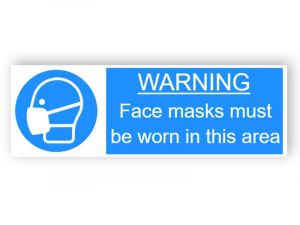 Warning - Face masks must be worn in this area - landscape sticker