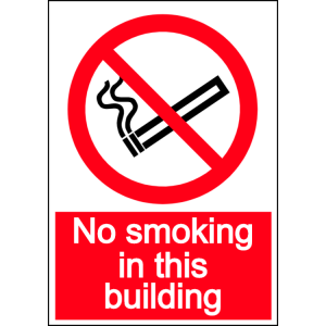 No smoking in this building - portrait sign