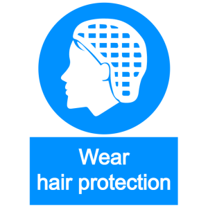 Wear hair protection - portrait sign