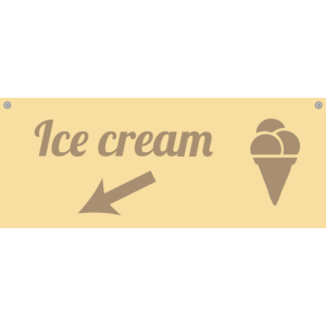 Wooden ice cream category sign