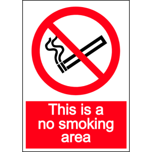 This is a no smoking area - portrait sign